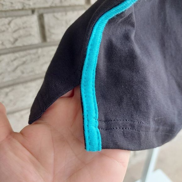 Woman Within Black Cropped Athletic Pants w/Aqua Stripe 14/16 PETITE NWOT - Picture 6 of 7